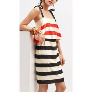 Anthropologie Mare Mare Mini Dress Red & Black Striped Satin Cocktail